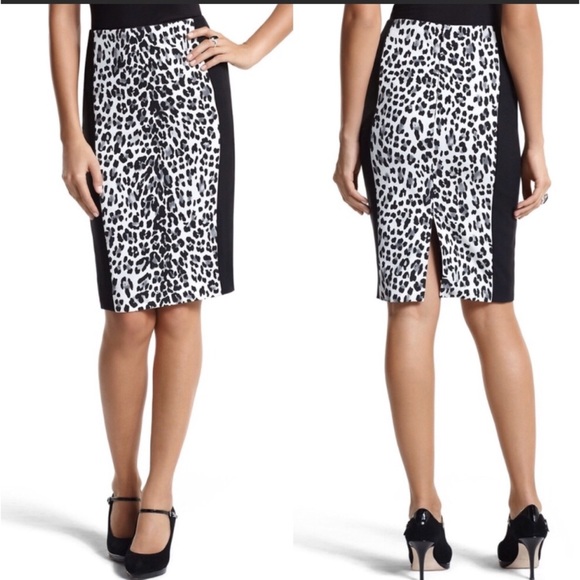 White House Black Market Dresses & Skirts - WHBM Black and White Leopard Print Pencil Skirt